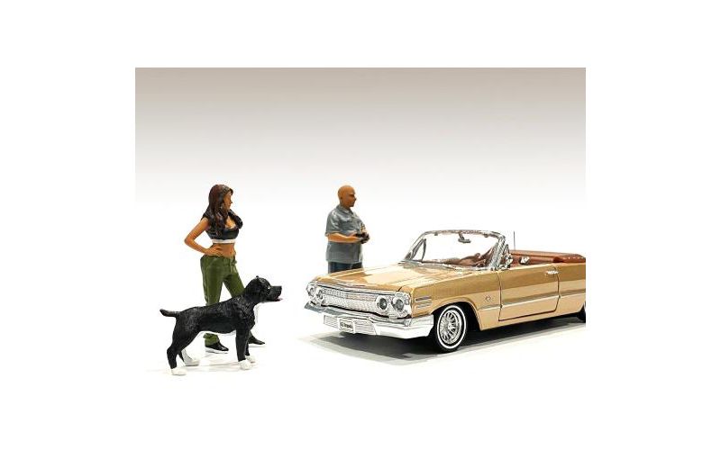 "Lowriderz" Figurine IV and a Dog for 1/24 Scale Models by American Diorama