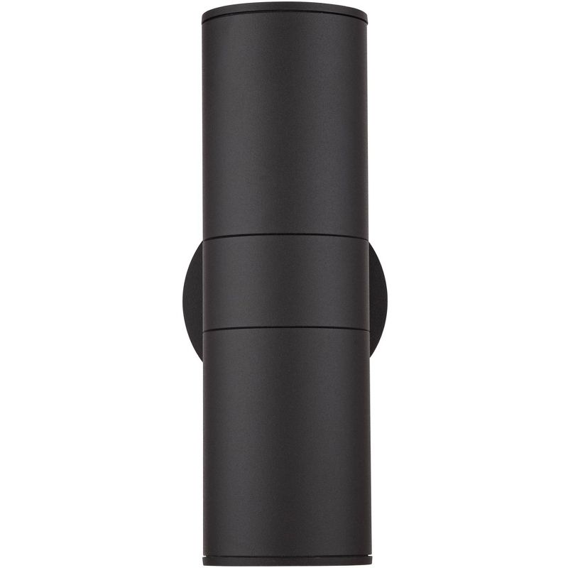 Possini Euro Design Modern Outdoor Wall Light Fixture Black 11 3/4" Cylinder Up Down Exterior House Porch Patio
