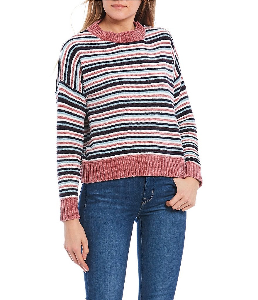 Coco + Jaimeson Long-Sleeve Striped Chenille Sweater