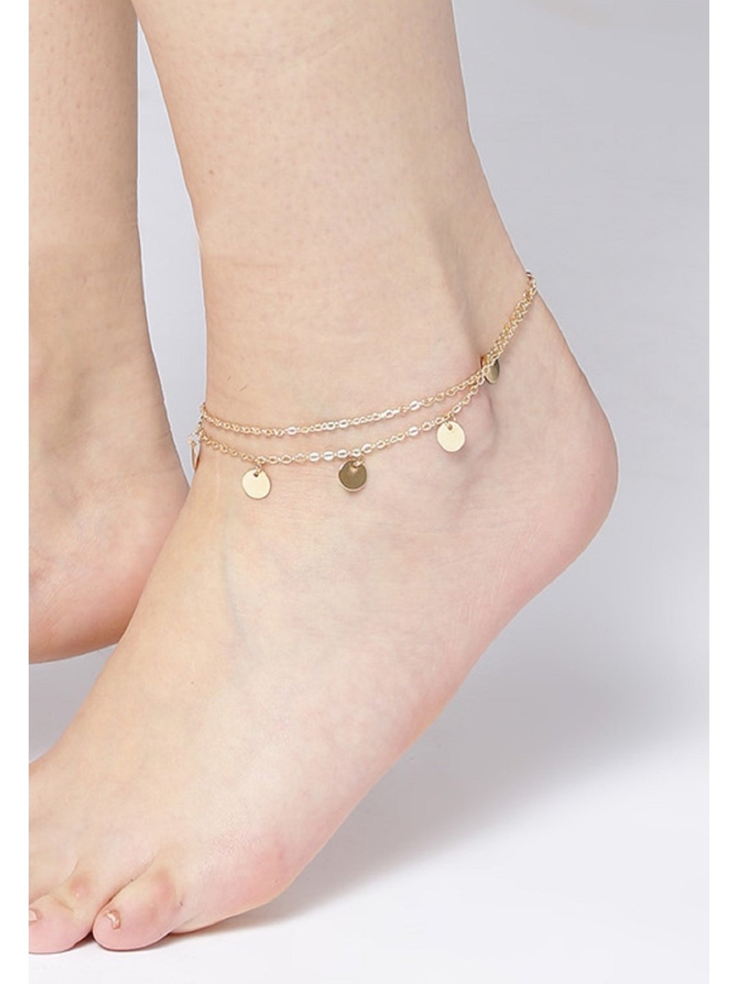 OOMPH Gold-Tone Multi Layer Charm Fashion Stylish Latest Anklet for Women