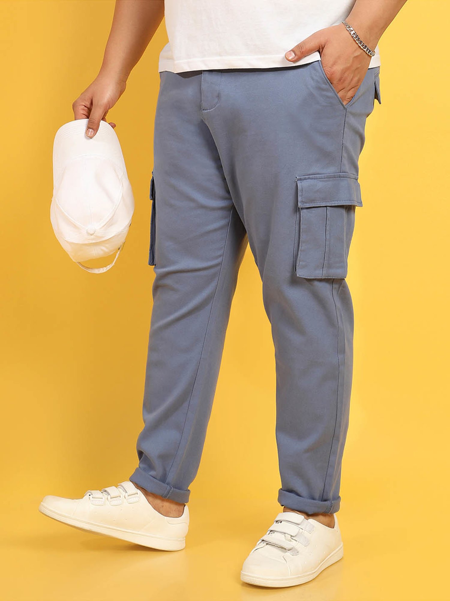 Instafab Plus Blue Regular fit Plus Size Cargos