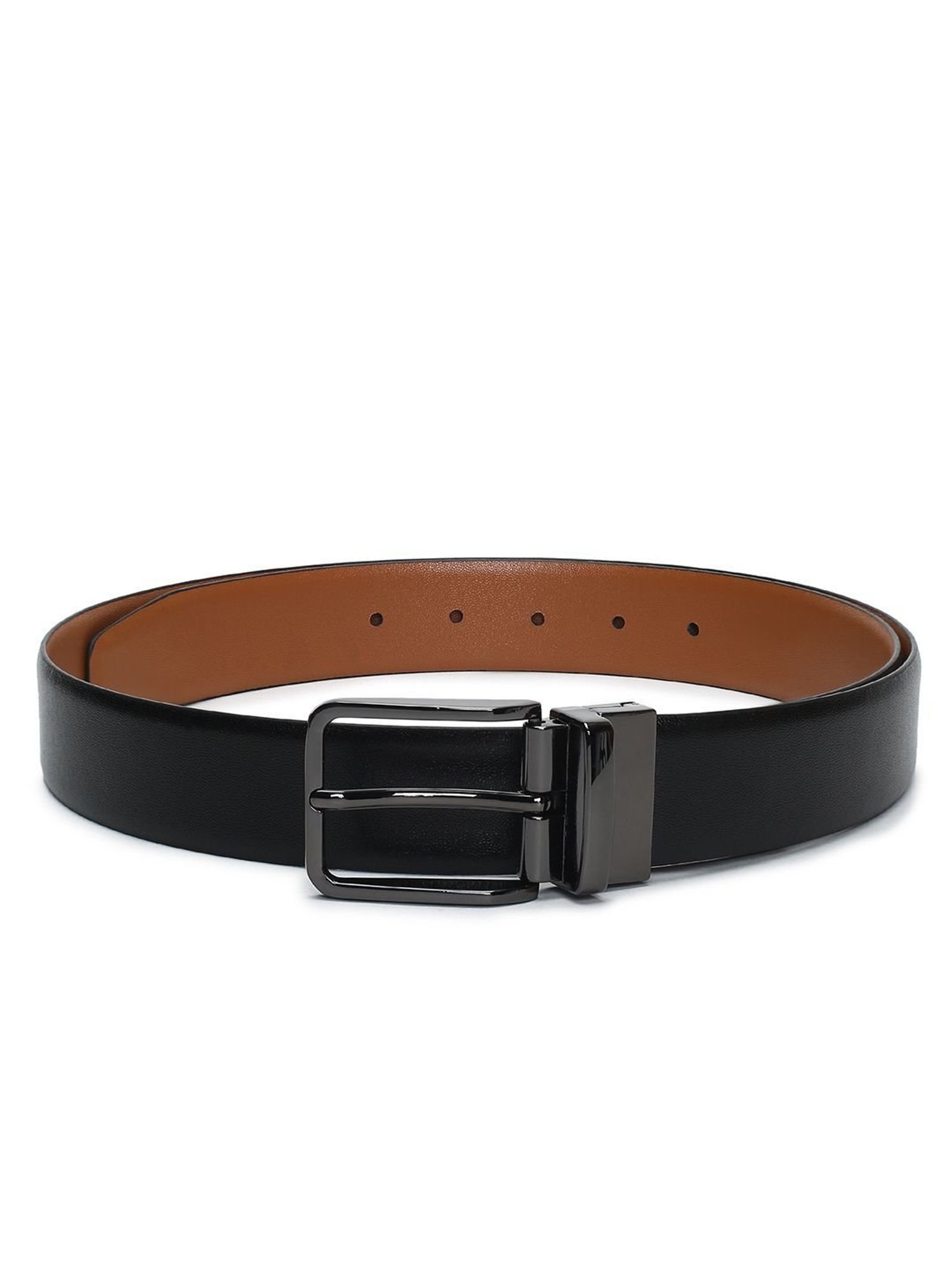Crusset Black Leather Formal Belt for Men