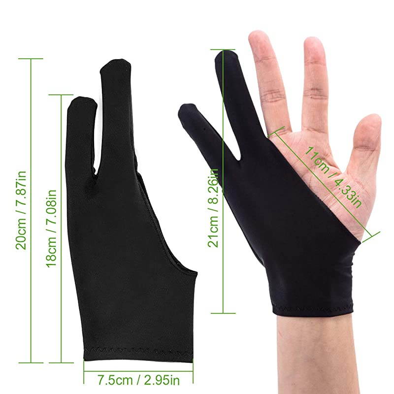 4 Pack Artist Gloves for Drawing Tablet FreeSize Artists Drawing Glove with Two Fingers for Graphics Pad Painting Good for Right Hand or Left Hand