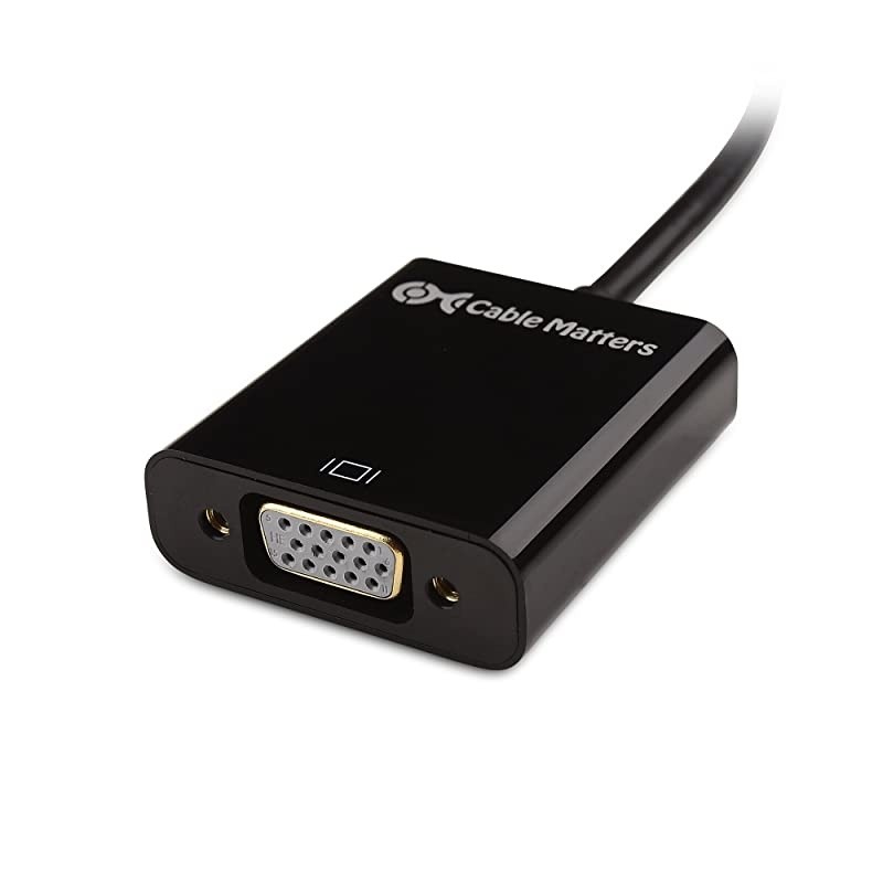 HDMI to VGA Adapter with 35mm Aux Audio Port HDMI to VGA Converter in Black