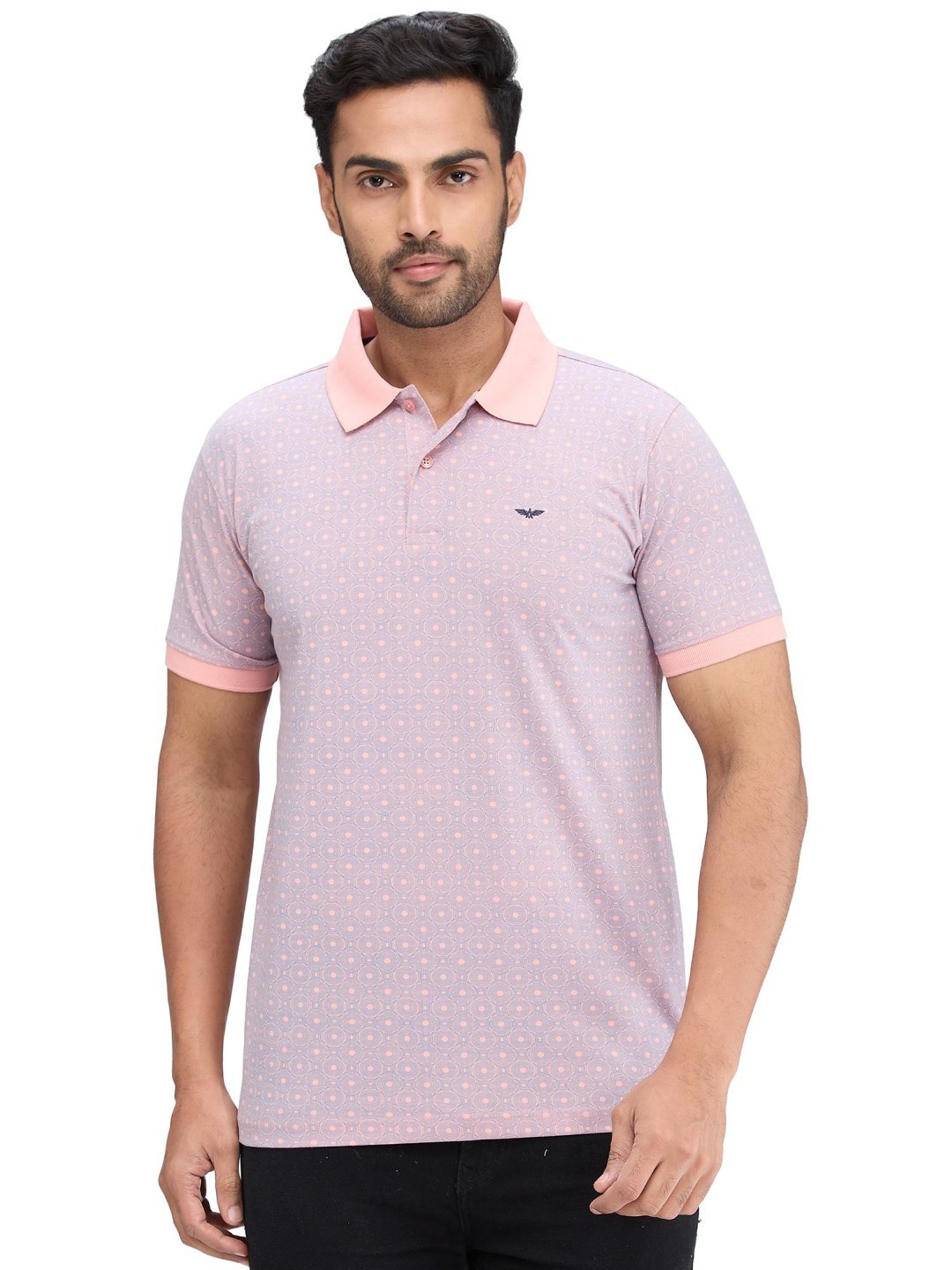 Park Avenue Purple Slim Fit Printed Polo T-Shirt