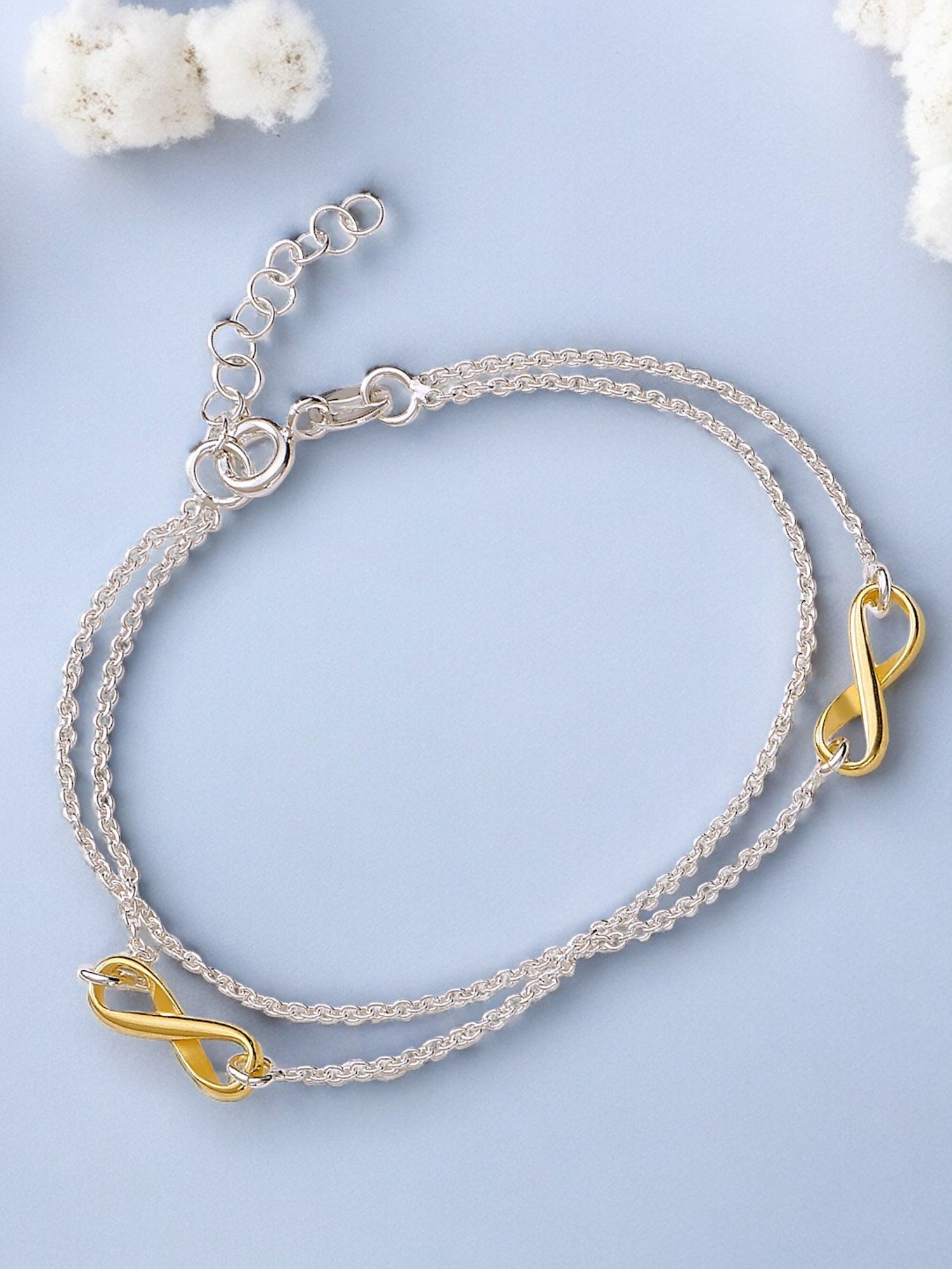 Taraash 925 Sterling Silver Intertwined Chains Infinity Bracelet for Women