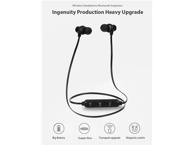 AutofeelSunriseoffice Magnetic Attraction Bluetooth Earphone Headset Sports Wireless Bluetooth 4.2 With Charging Cable Build-in Mic Headphones
