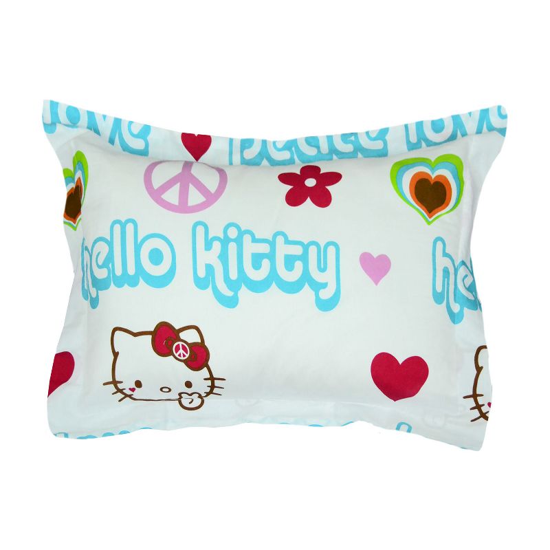 Sanrio Pillow Sham Hearts and Peace Signs Bed Pillow Cover - Hello Kitty..
