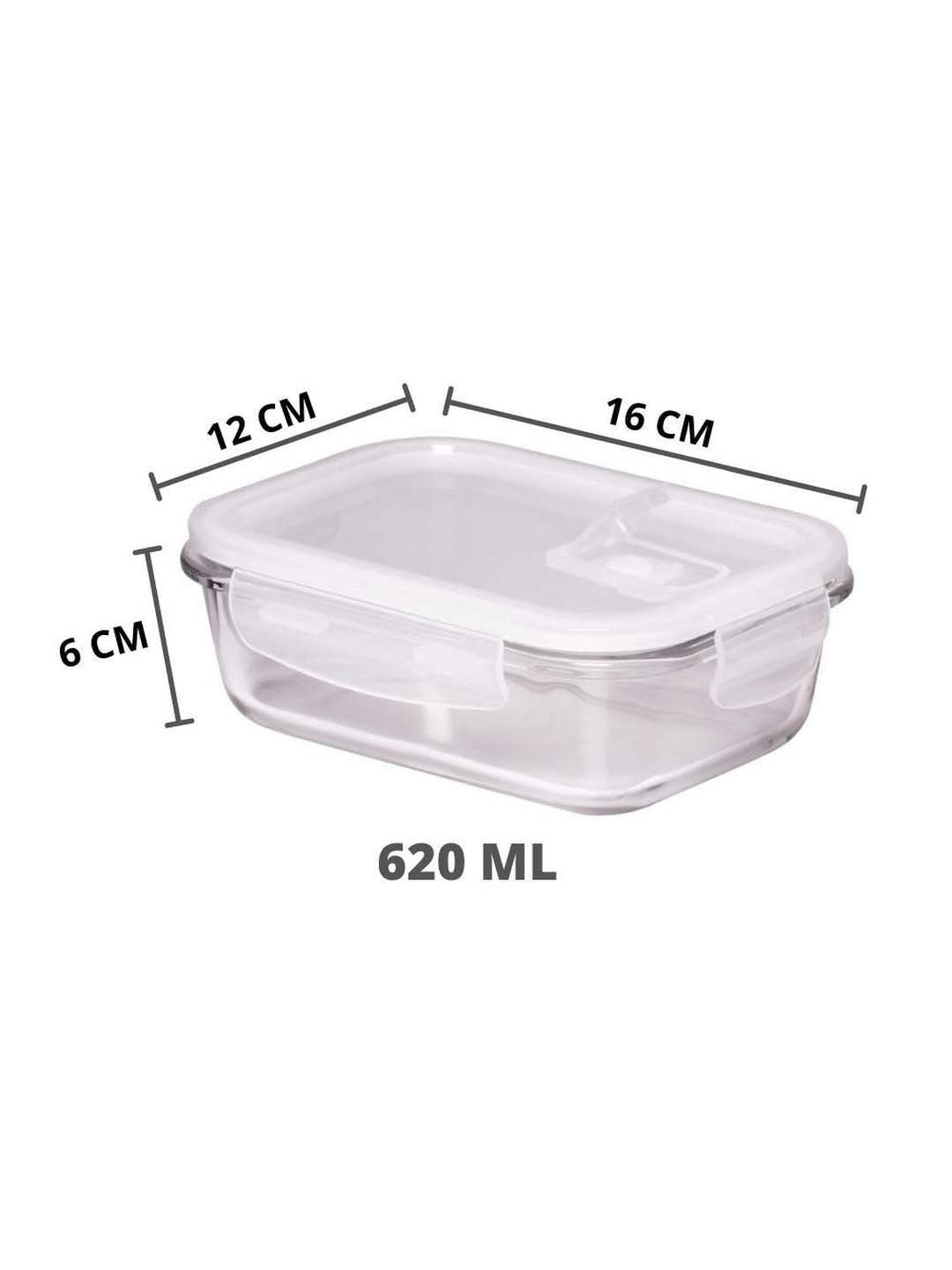 Femora Borosilicate Rectangle Glass Food Storage Container with Air Vent Lid-400ml,620ml(Set of 2)
