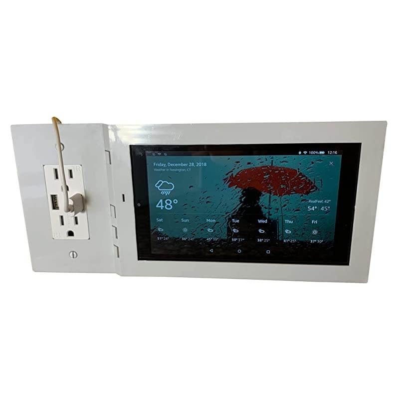 Fire 7quot Wall Mount Kit V2 by  in White Attach to Outlet or Switch Easy Installation DamageFree Kiosk Show Display Smart Home Interface Security Camera Viewer Alexa On Wall