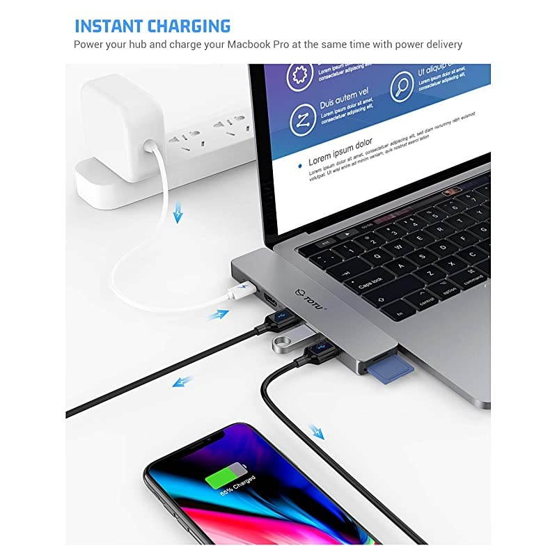 USB C Hub 8 in 2 USB Type C Adapter Docking Station Triple Display for Mac OS Compatible for MacBook Pro 20192016 MacBook Air 20192018 with Dual 4K HDMI 87W PD 3 USB 30 SDTF Card Reader