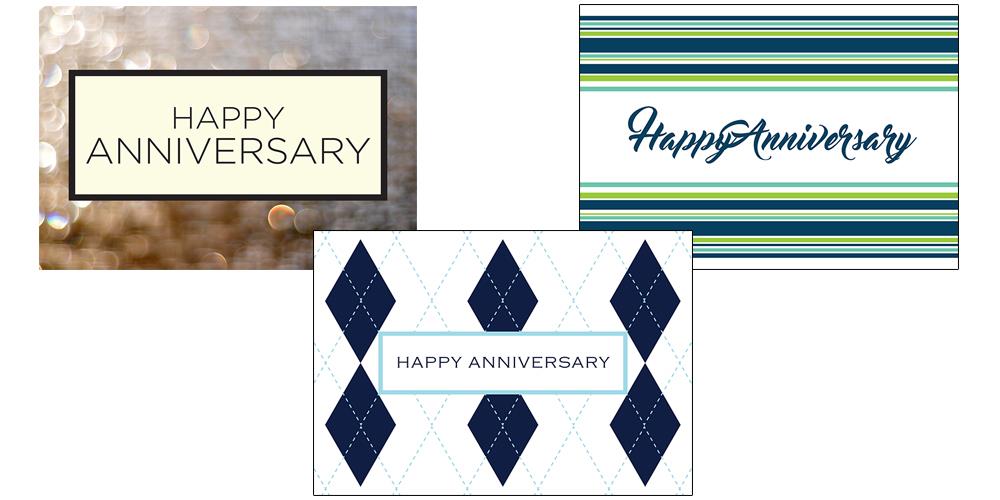 Anniversary Greeting Card Assortment - VP1602. Business Greeting Cards Featuring Three Different Anniversary Greeting Cards. Box Set Has 25 Greeting Cards and 26 Bright White Envelopes.
