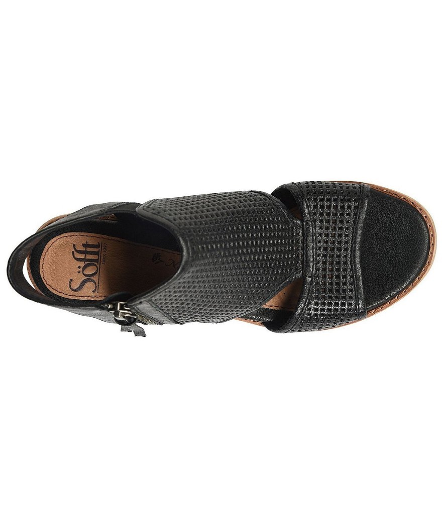 Sofft Sara Perforated Leather Stacked Heel Shooties