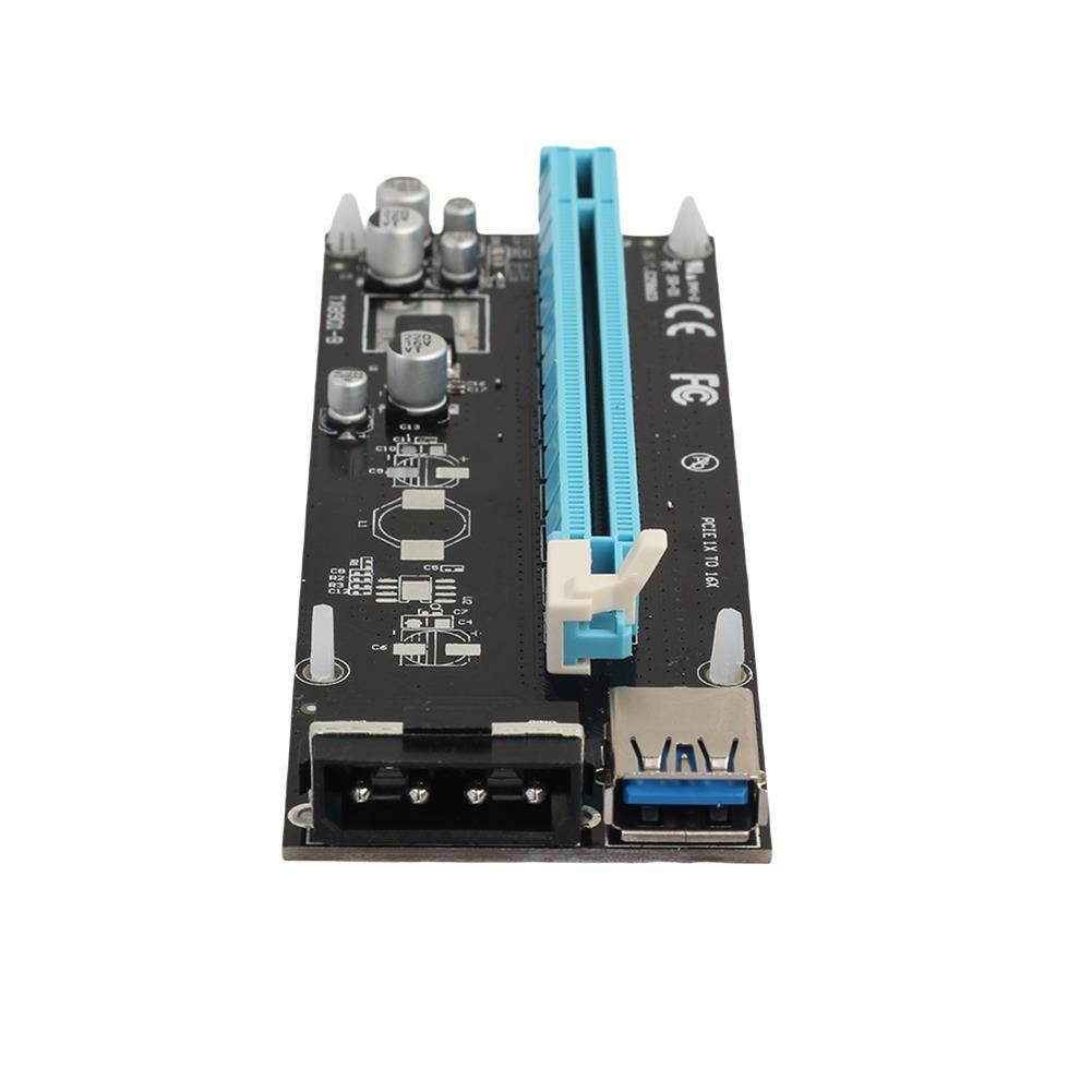 2017 New 0.6M PCIe PCI-E 1x to 16x PCI Express Riser Card + USB 3.0 Cable / SATA to 4Pin Molex Power Cord for BTC Miner Machine