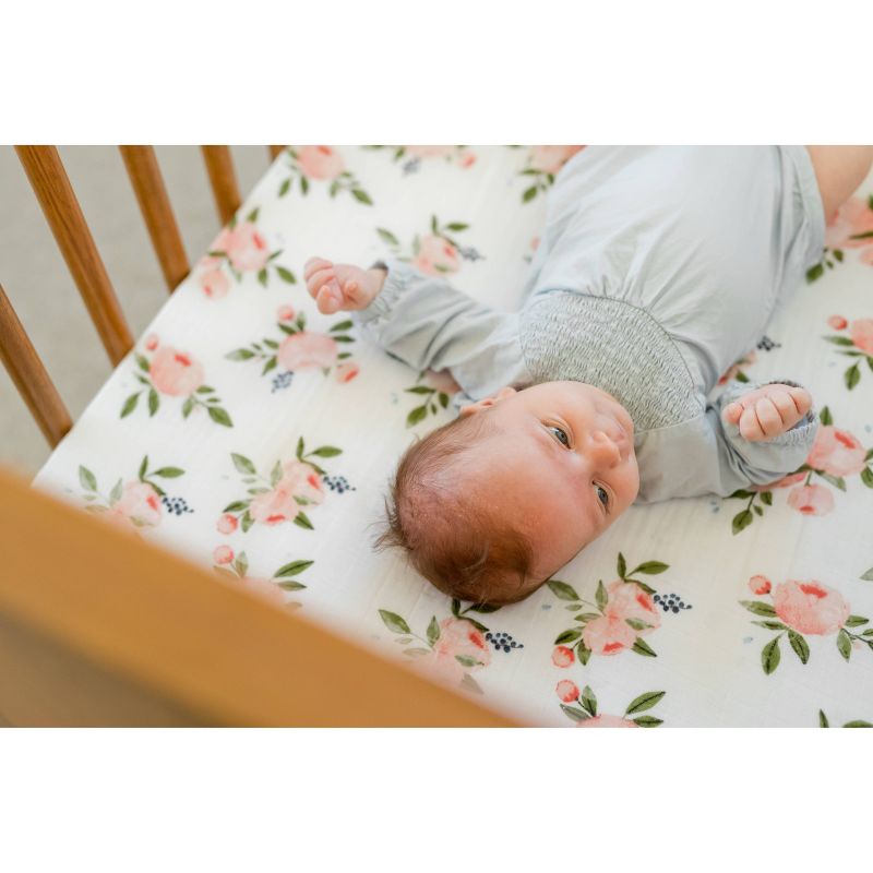 Little Unicorn Cotton Muslin Crib Sheet - Watercolor Roses