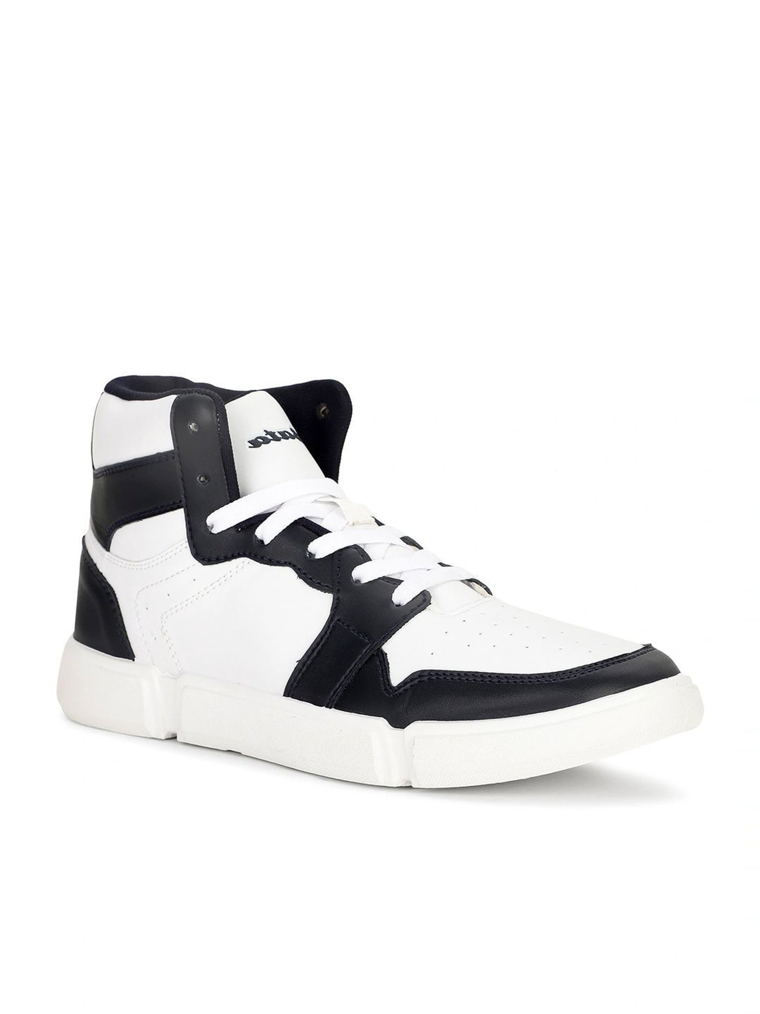 Bata Men's DUNK E 24 White & Black Ankle High Sneakers