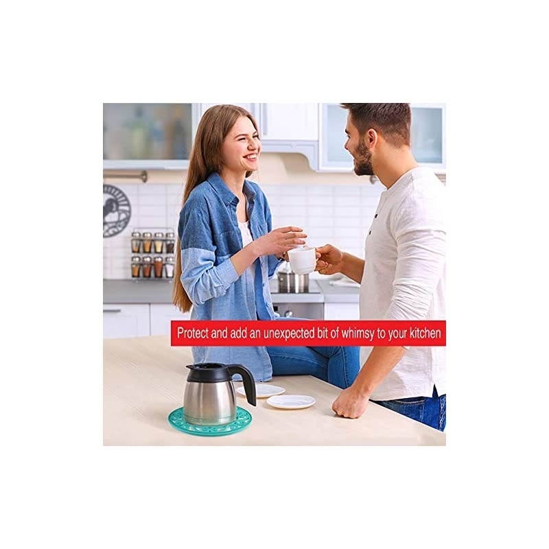 Trivet Set for Hot Dishes, Pots & Pans. These Modern Kitchen Hot Pads Come in 3 Different Country Decor Designs That Mimics Vintage Cast Iron Trivets. 7.5 inch Round, Set of 3, Dark Gray