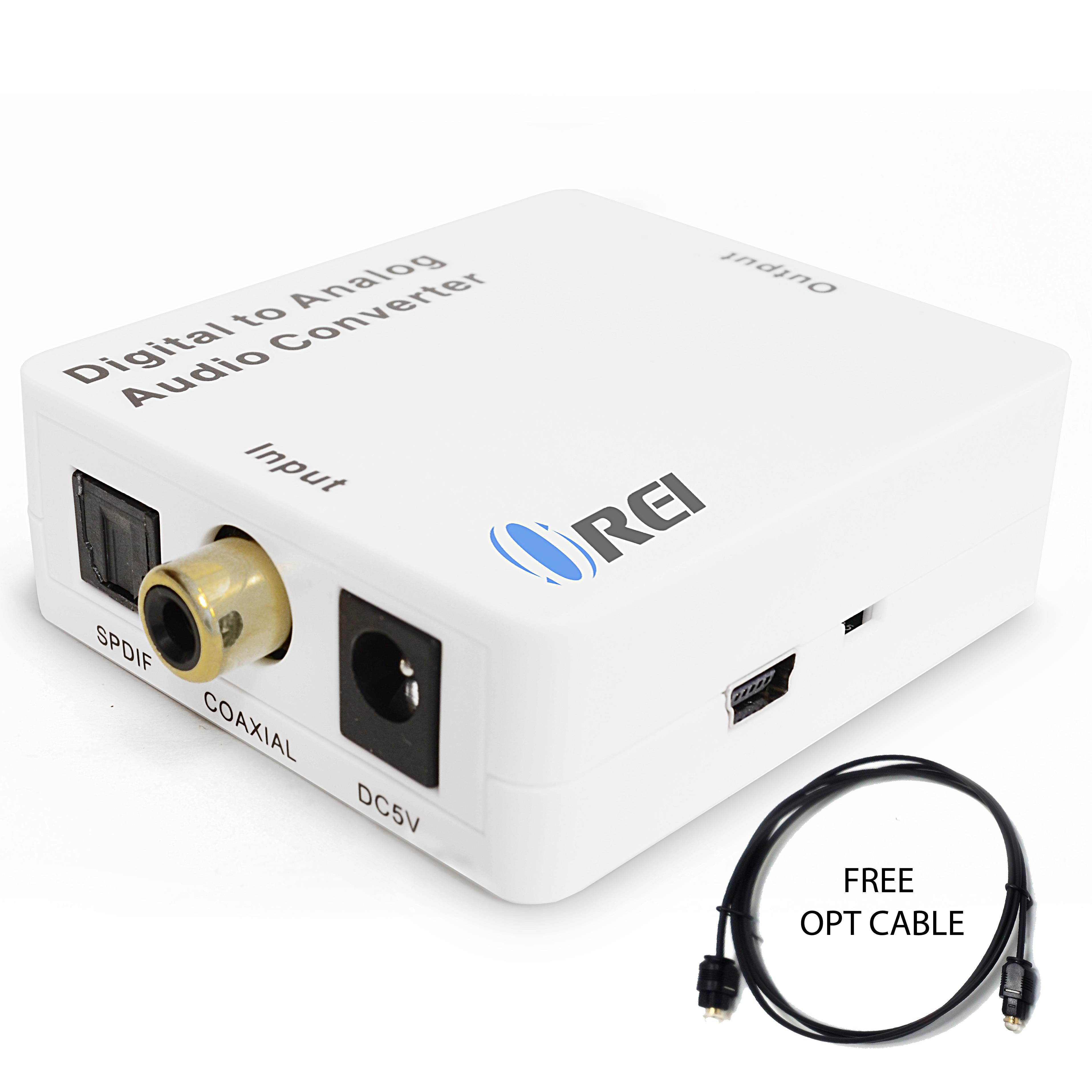 Orei DA21 Optical SPDIF/Coaxial Digital to RCA L/R Analog Audio Converter with 3.5mm Jack Support Headphone/Speaker Outputs