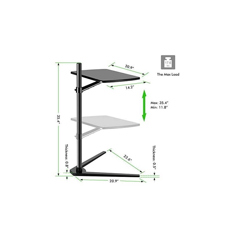 Floor Stand for Laptop Aluminum Height Adjustable Table for Bed Sofa Upgraded and Reinforced ChassisApplicable to All Laptop Notebook Tablets Pad Projector Camera Blackc