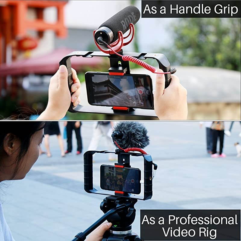 U Rig Pro Smartphone Video Rig Filmmaking Case Phone Video Stabilizer Grip Tripod Mount for Videomaker FilmMaker Videographer for iPhone Xs XS Max XR iPhone X 8 Plus Samsung