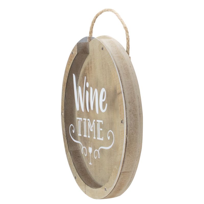 Northlight 12&rdquo; Round Wine Time Cork Collector Wooden Hanging Wall Decoration