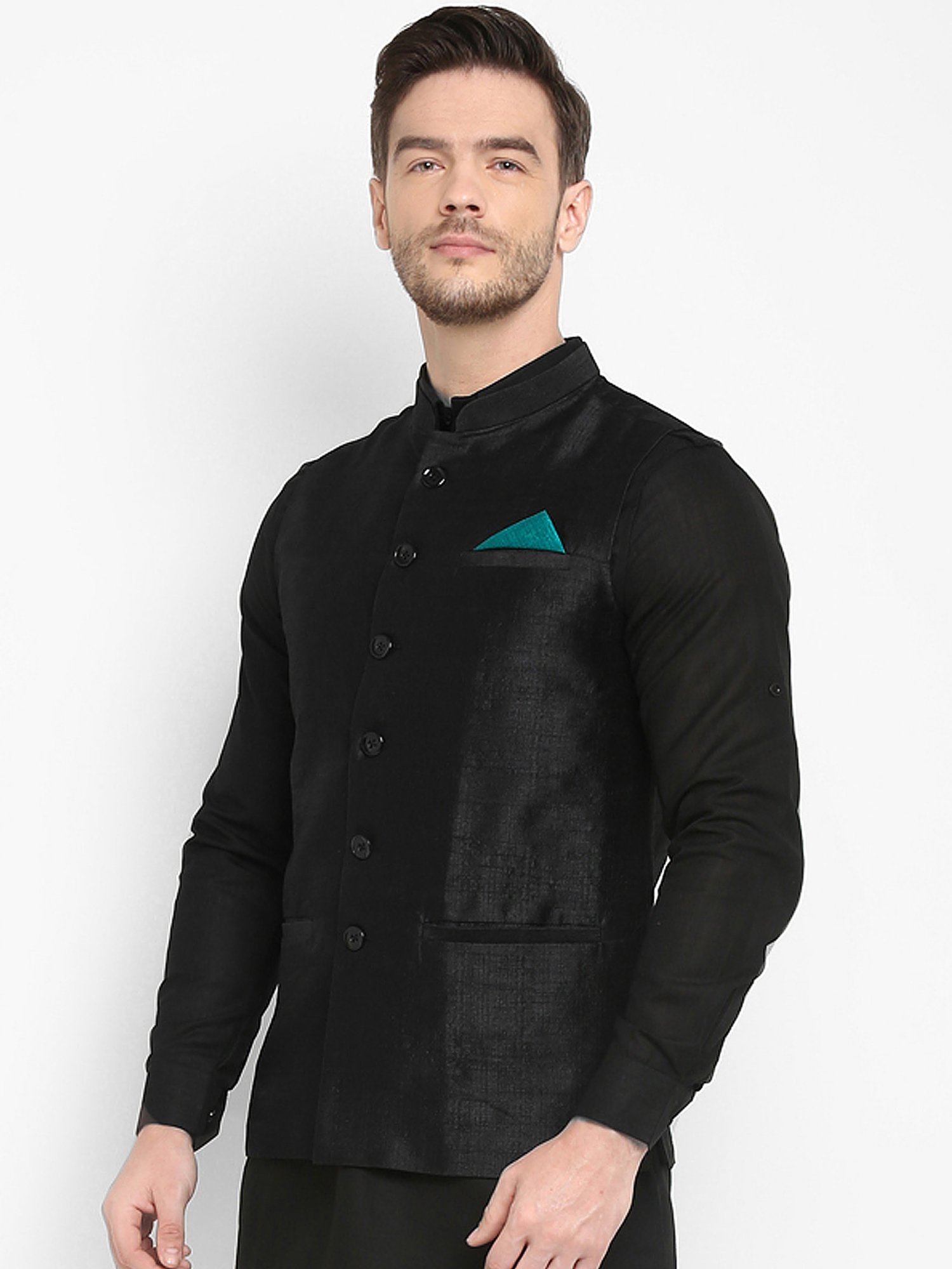 Hangup Plus Black Regular Fit Nehru Jacket