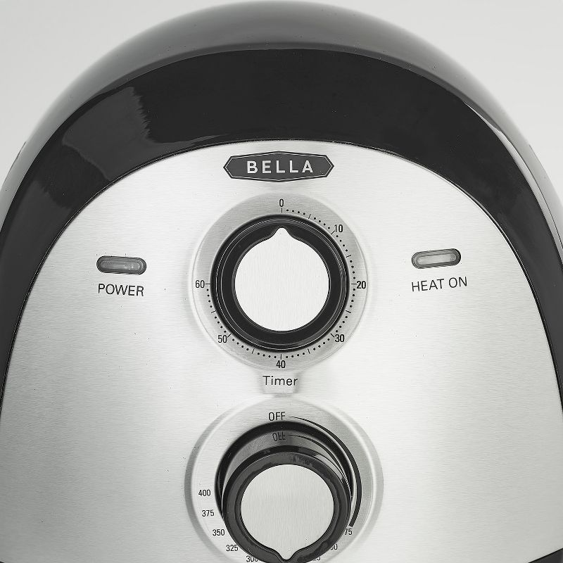 Bella 14752 Innovative Large 2.6 Quart Capacity High Powered 1500 Watt Circular Heat Technology Home Air Fryer, Stainless Steel
