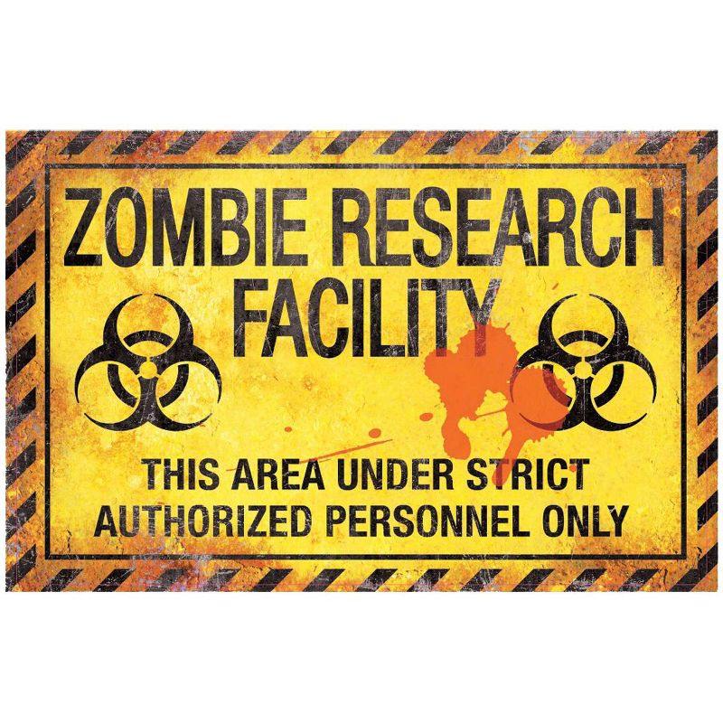 16.9 "Halloween Zombie Research Facility Metal Sign