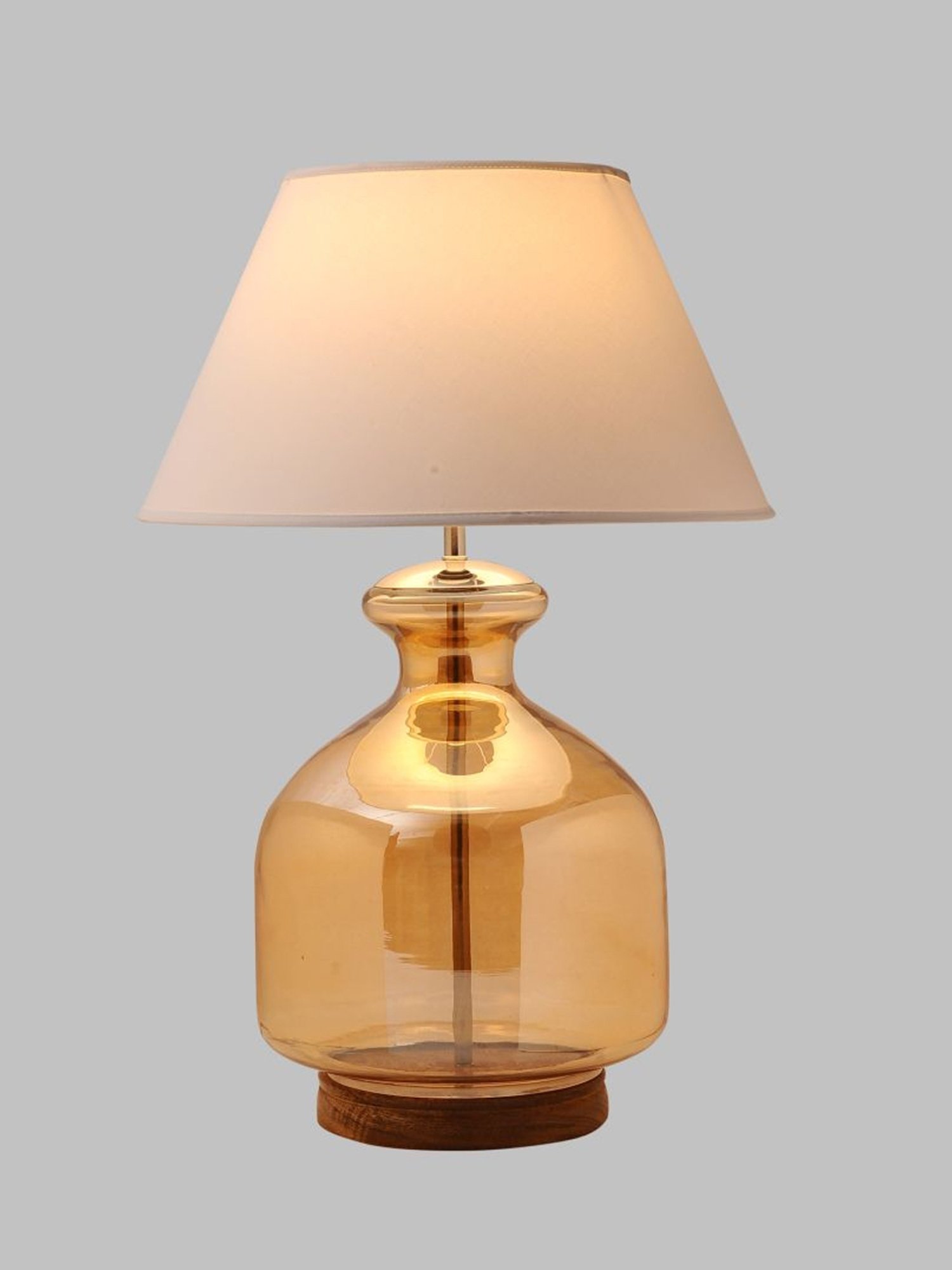 Kapoor Lamp Shades Amber & White Glass Alper Luster Cotton Shade Table Lamp