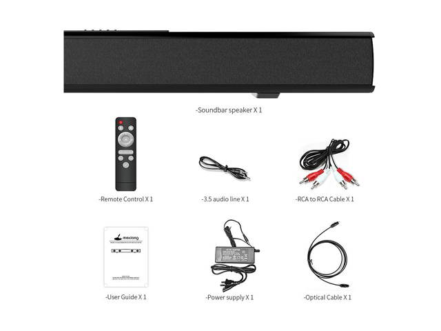 Sound Bars, [2020 Upgraded] Meidong 2.0 Channel Soundbars for TV 40 Watt 35-Inch Speakers Strong Bass Wireless and Wired Bluetooth Home Theater Audio Speakers Included Optical Cable, Remote Control