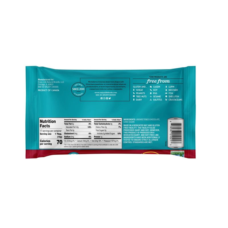 Enjoy Life Dark Chocolate Dairy Free Vegan Baking Morsels - 10oz
