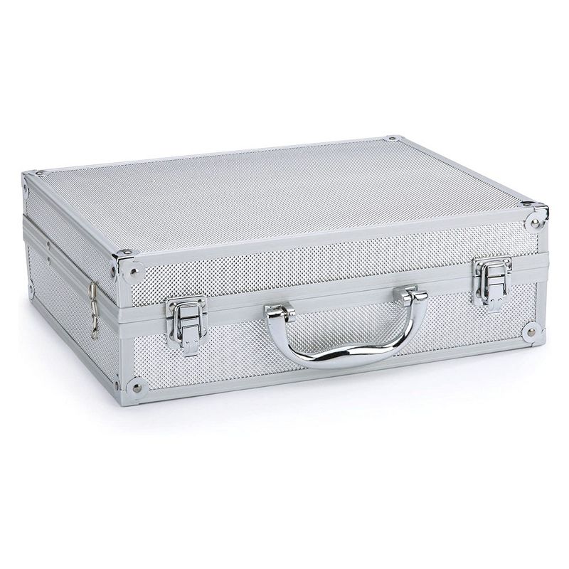 Top Performance TP661 10 Secure Clipper Case with Soft Eggcrate Foam Durable Storage Keeps Accessories Safe for Grooming Pets or Hair Stylists, Chrome