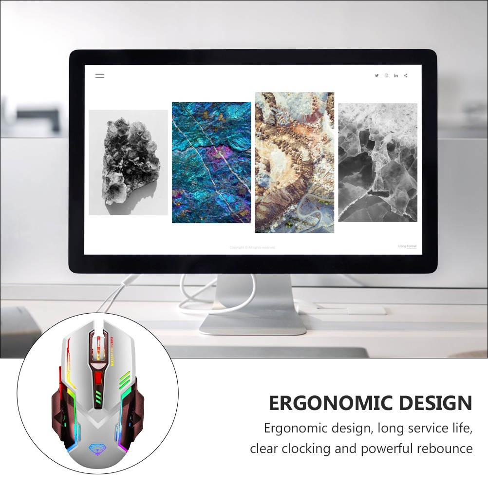 FRCOLOR G402 Ergonomic Luminous USB Wired Gaming Gaming Mouse, Silent Luminous 6 Programmable Side Buttons Gaming 6D Mouse, Suitable  For   Window XP/7/8/10