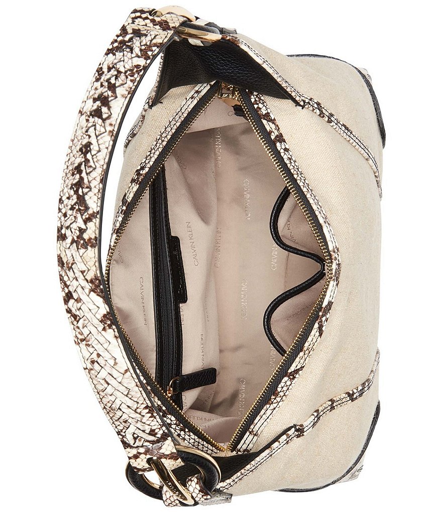Calvin Klein Ivy Linen Python Hobo Bag