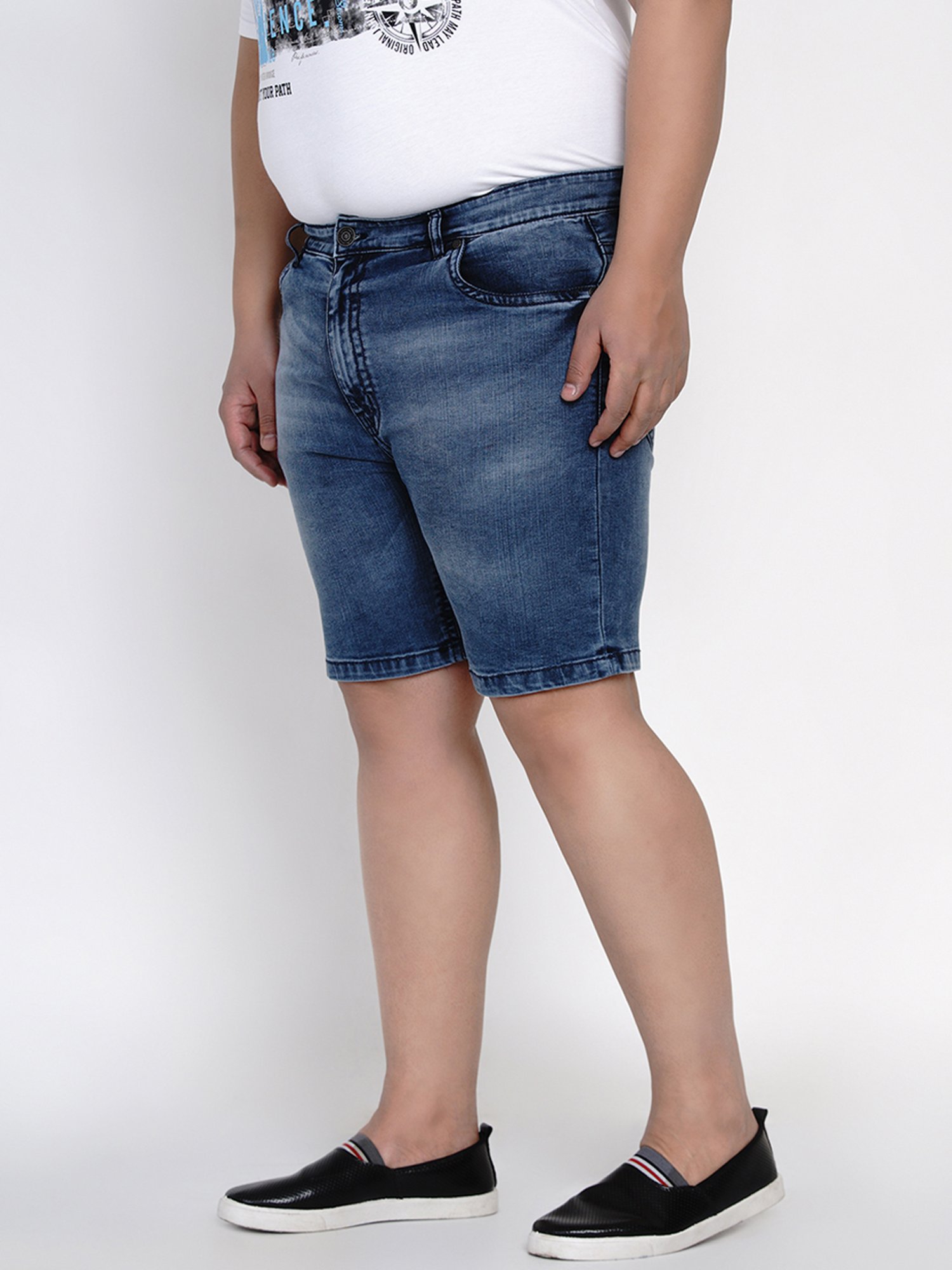 John Pride Blue Cotton Plus Size Shorts