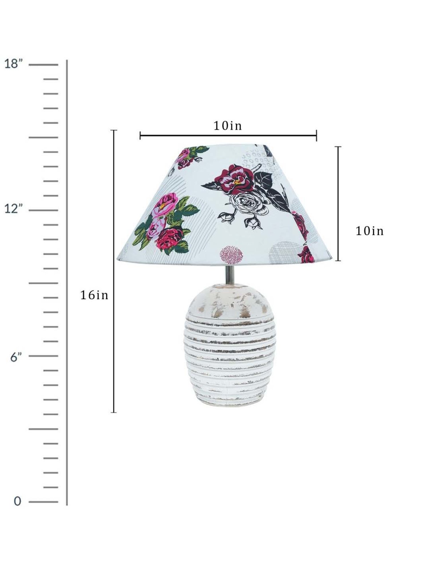 Homesake Cone Rose Multicolor Wood Ribbed Basket Table Lamp with Fabric Lampshade