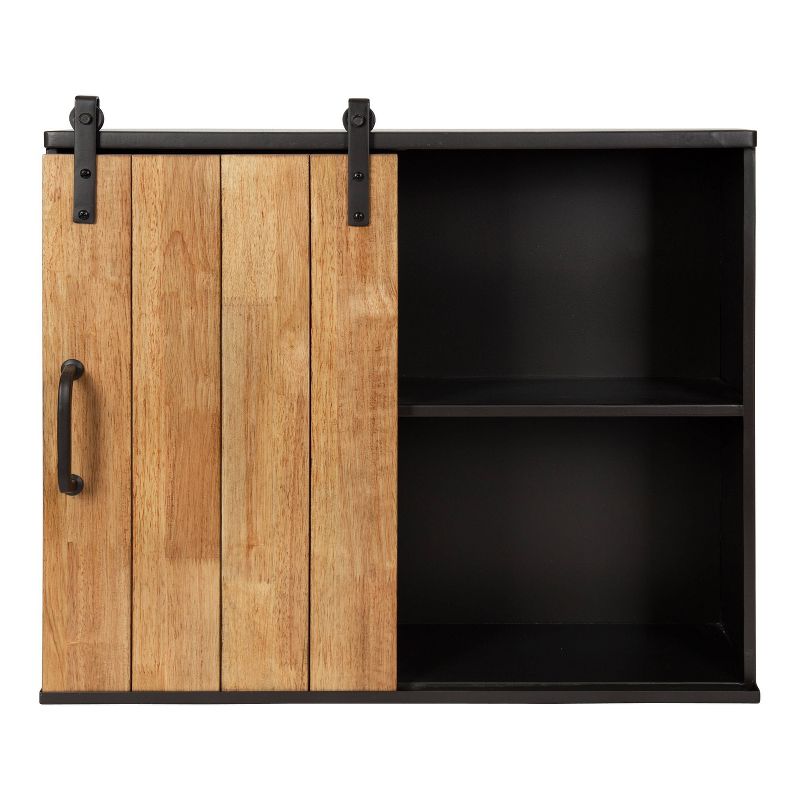 24" x 7.25" x 20" Samuels Decorative Metal Wall Cabinet Charcoal/Rustic Brown - Kate & Laurel All Things Decor