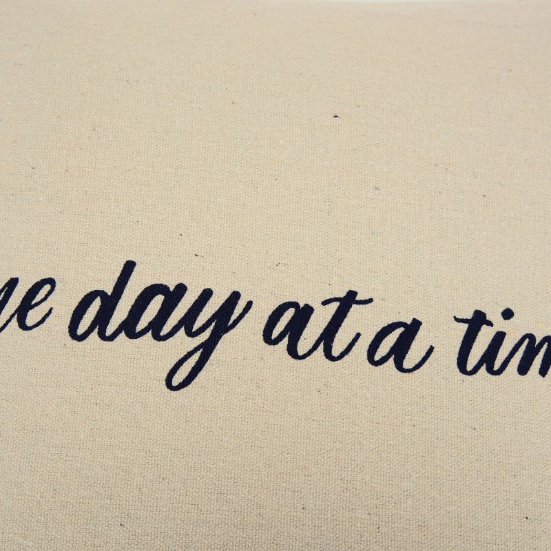 20"x20" Oversize 'One Day At A Time' Polyester Filled Square Throw Pillow Natural - Rizzy Home