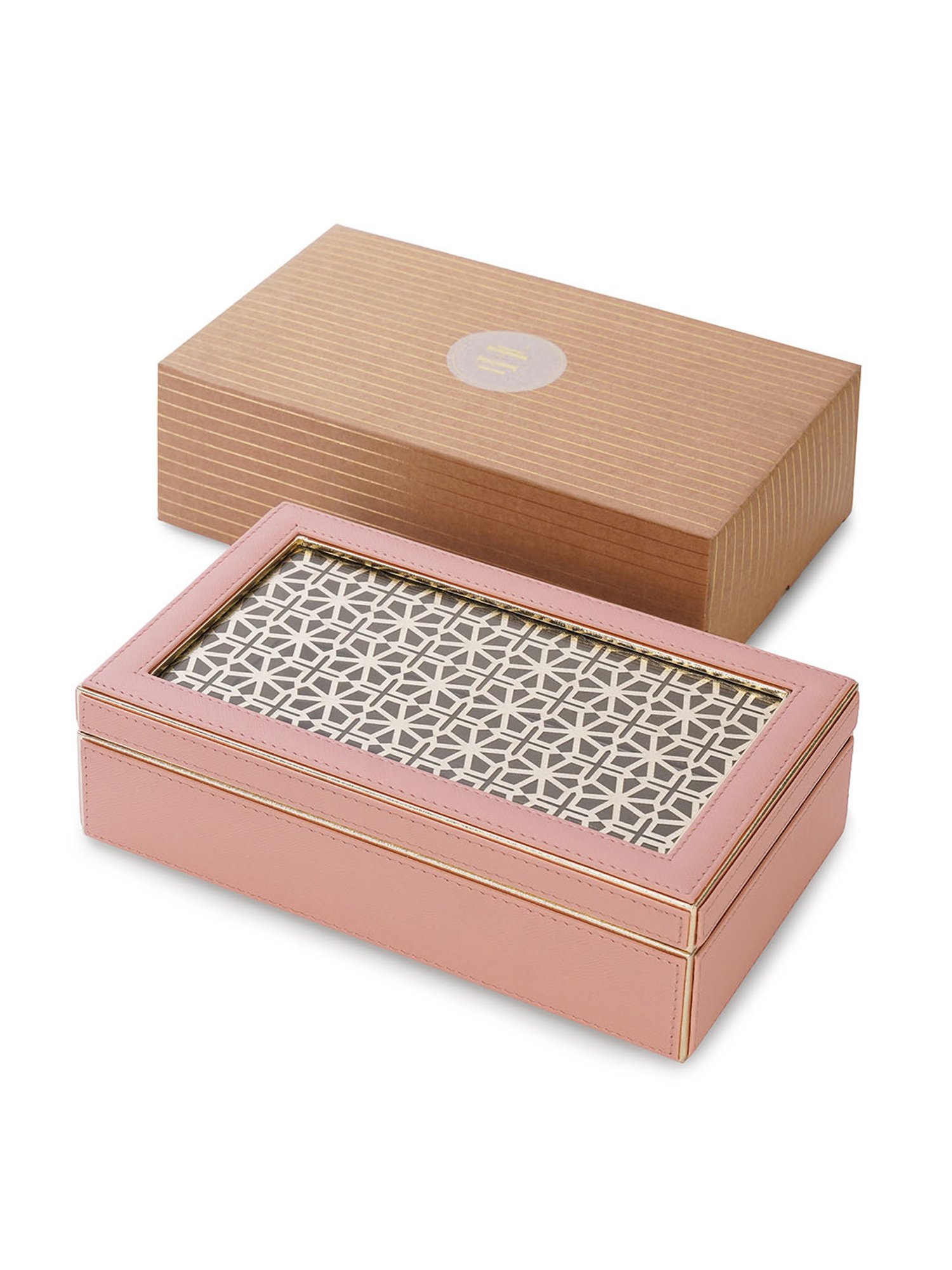 Pure Home and Living Pink Leather Storage Boxes