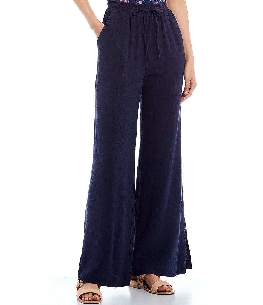 Shabby Chic Selena Wide Leg Linen Drawstring Pants