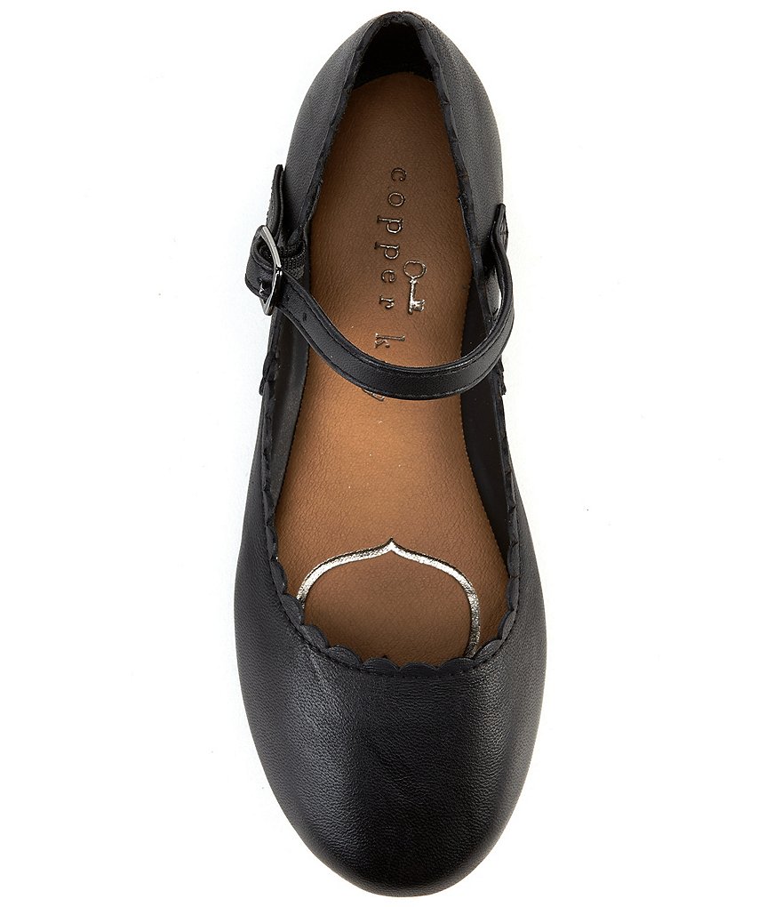 Copper Key Girls' Quetee Scalloped Leather Mary Jane Flats (Toddler)