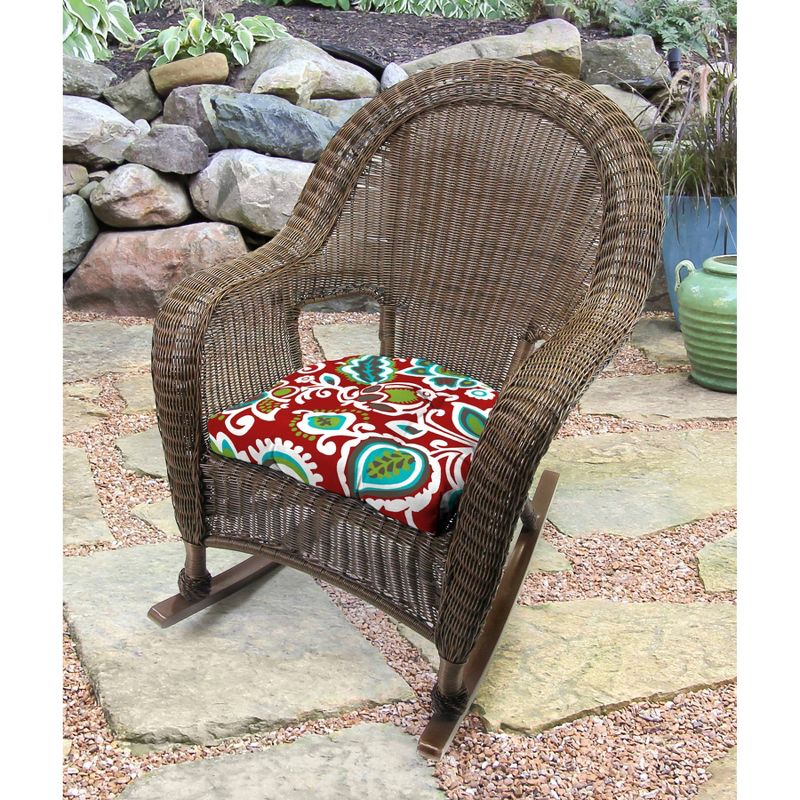 Outdoor Set Of 2 Wicker Chair Cushions In Faxon Rojo  - Jordan Manufacturing