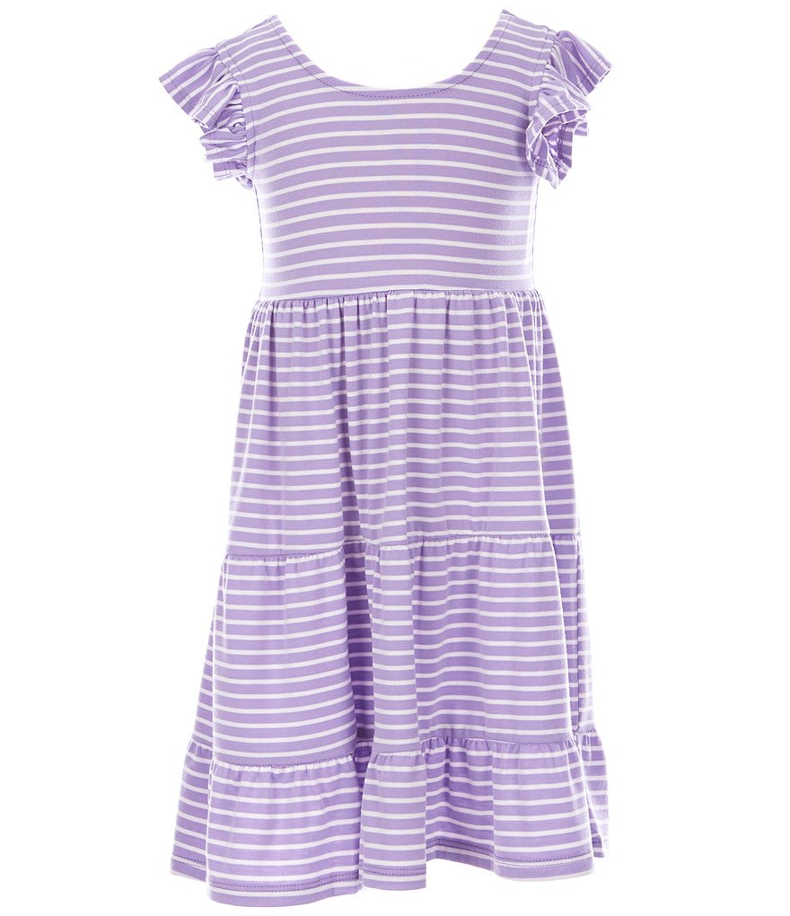 Bonnie Jean Little Girls 2T-6X Flutter-Sleeve Striped Tiered Babydoll Dress