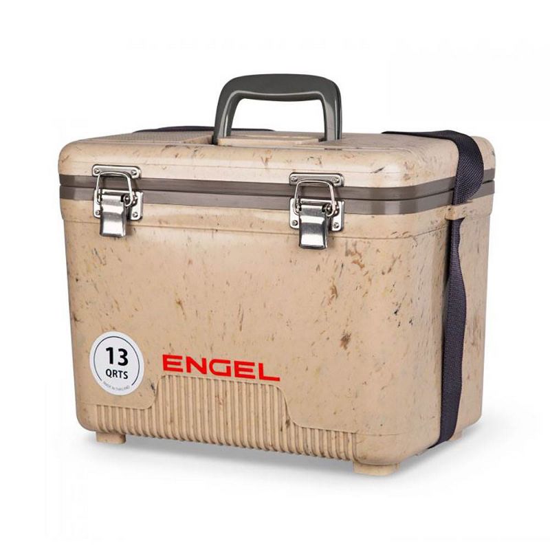 Engel 13 Quart Lightweight Fishing Dry Box Cooler with Shoulder Strap, Grassland