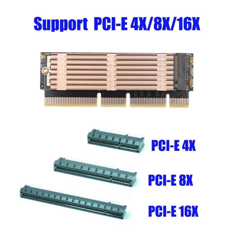 1U 2U Server NVMe NGFF Key M SSD M.2 NGFF to PCI-E 16x Adapter Extender Card with Heat Radiator for Windows7/8 / 10 / Linux