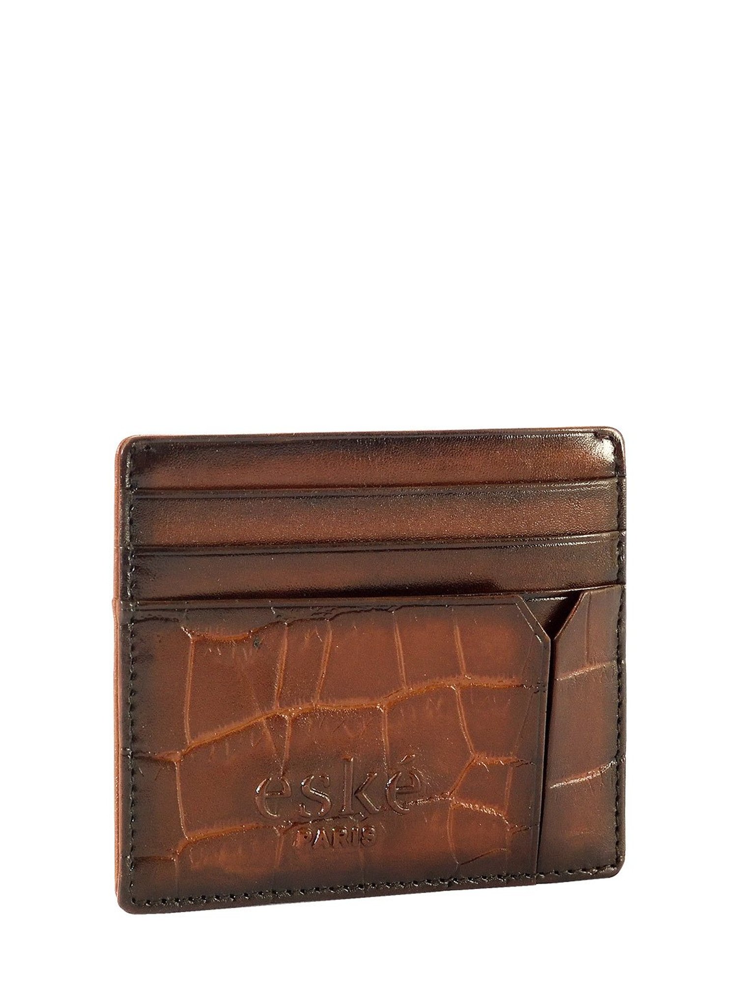 Eske Hanson Tan Textured Leather Card Holder