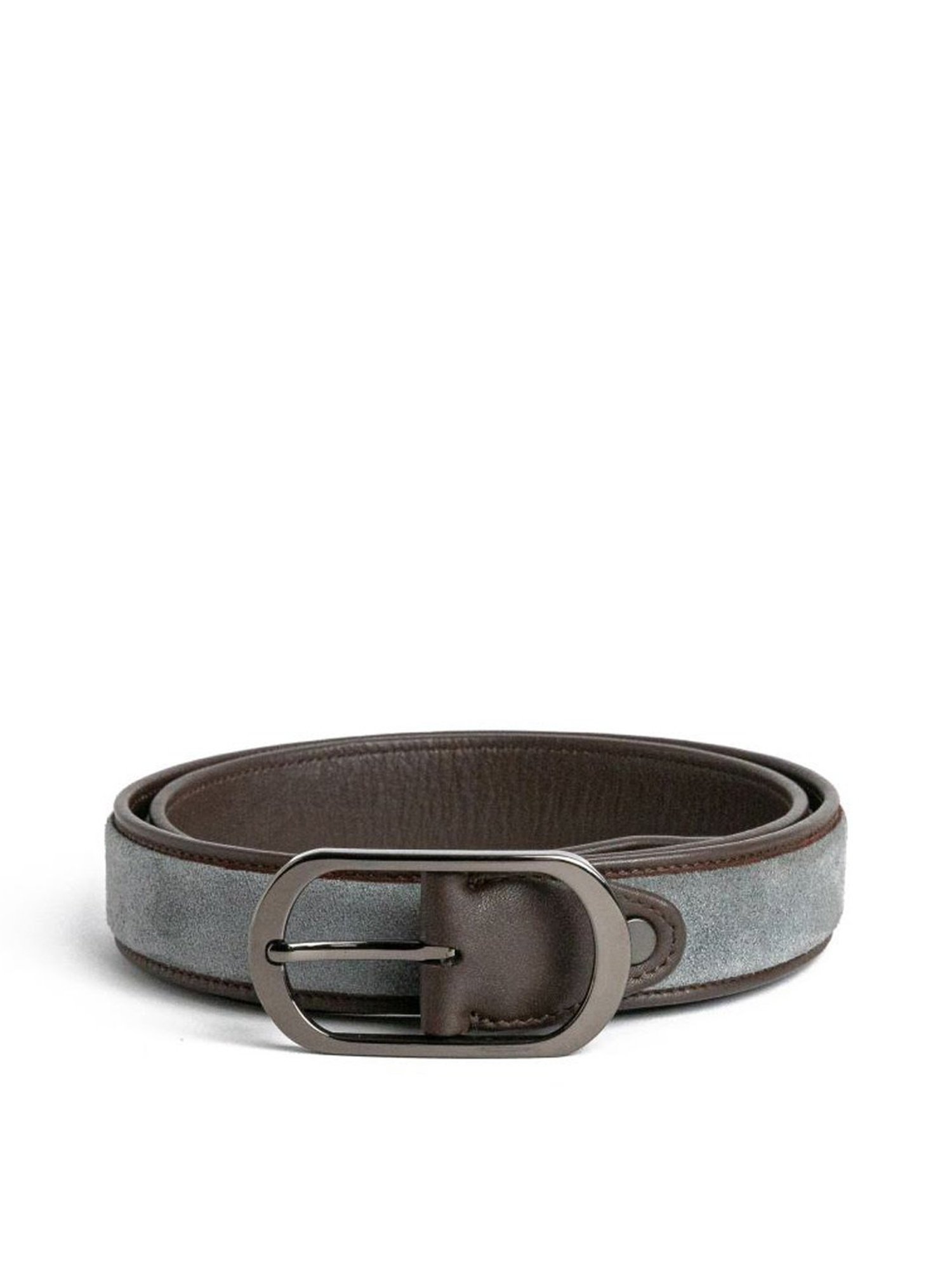James Aston Marcello Ultimo Grey & Dark Brown Leather Solid Reversible Belt
