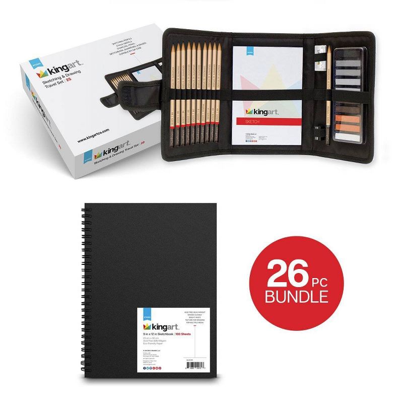 Kingart 26ct Sketch And Draw Travel Bundle