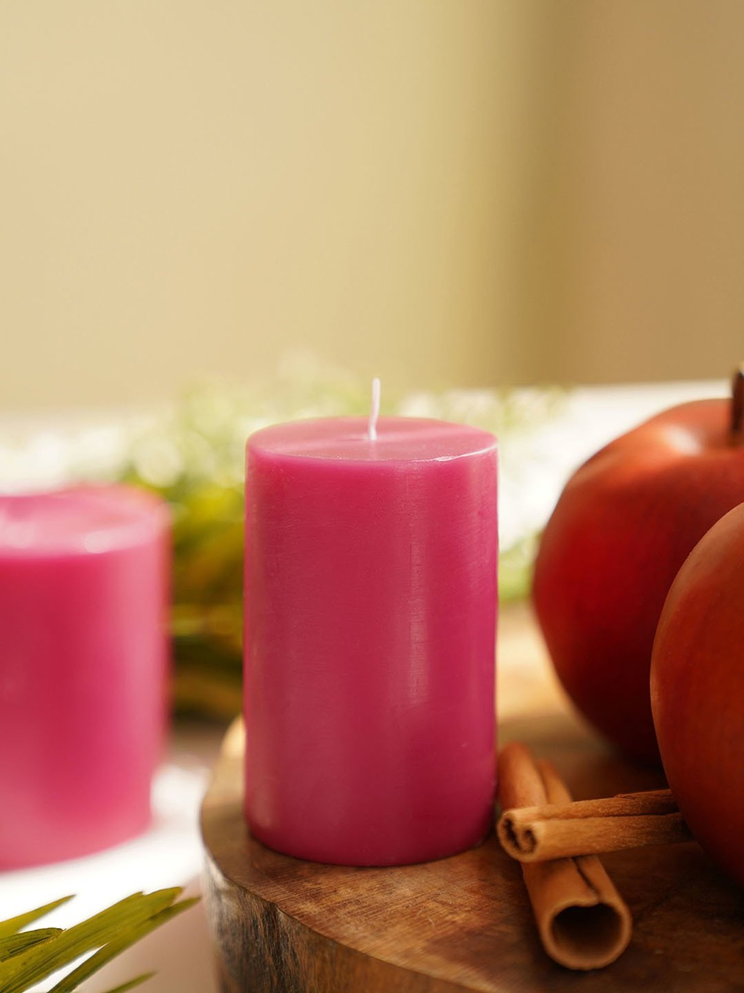 Pure Home and Living Pink Apple Cinnamon Pillar Candle