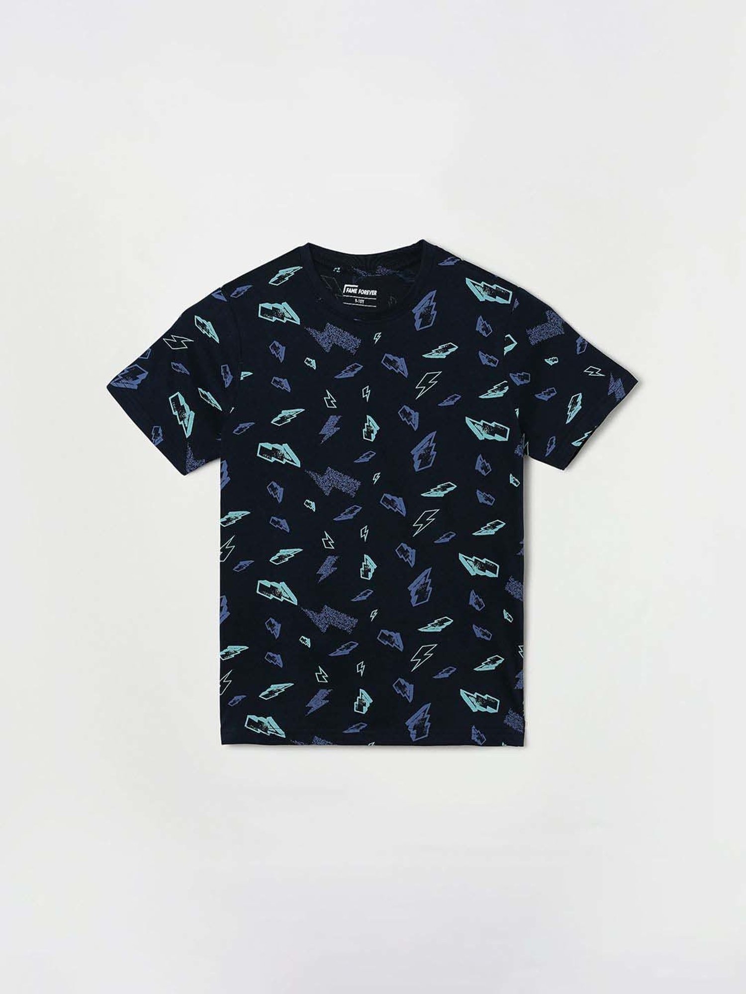 Fame Forever by Lifestyle Kids Navy Cotton Printed T-Shirt